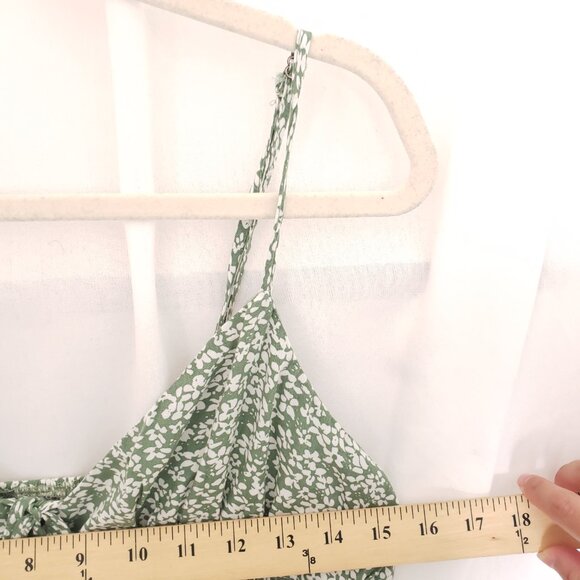 Shy & Sparrow Green Floral Pattern Spaghetti Strap Short Romper Size XL - Picture 7 of 16